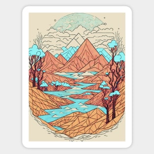 Geometric landscape Sticker